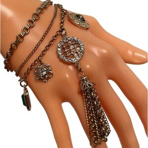 Lulu Frost For J. Crew Bracelet Heirloom Crystalline Cameo Charms Gold Bracelet